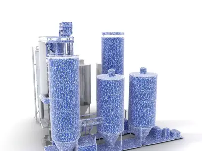 Industrial Silo Complex model pack Low-poly 3D model