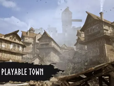 Modular Medieval Town Low-poly 3D model