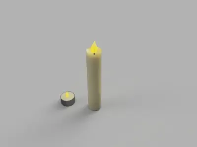 Simple Tea Light And Stick Candle 3D model