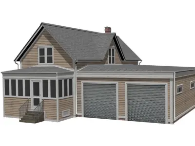 Wooden House Low-poly 3D model 13