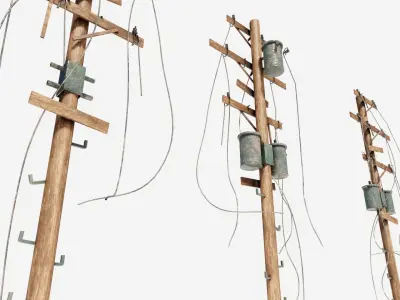 electrical poles with pbr textures Low-poly 3D model