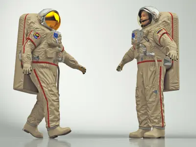  Astronaut Space Suit Orlan MK Rigged for Maya 