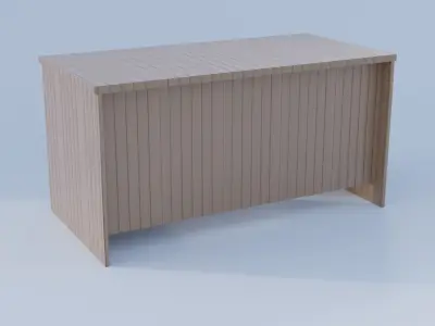 Wooden Study Table Low-poly 3D model