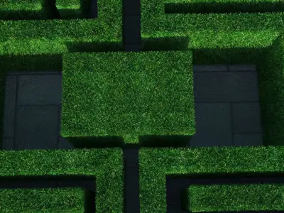 Rectangular Maze With Grass 3D model