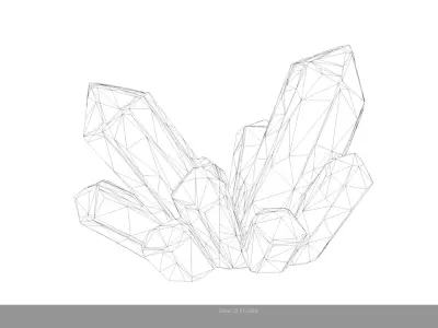 Low Poly Stylized Light Blue Crystal Cluster Low-poly 3D model