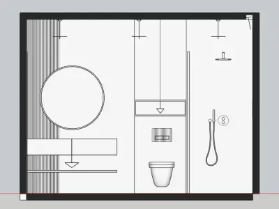Modern Bathroom Layout  Clean SketchUp Model Untextured Free low-poly 3D model