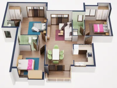 3D Floor Plan Model 43 3D model