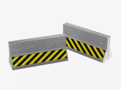 Concrete Barrier Low-poly 3D model 14