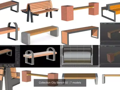 Collection City Bench 02 3D Model Pack