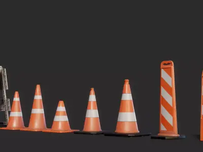Traffic Cones 3D model Pack Low-poly 3D model