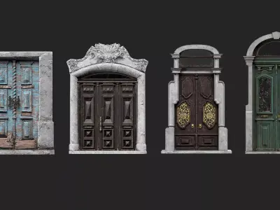 Four wooden doors of different styles 3D Model Pack