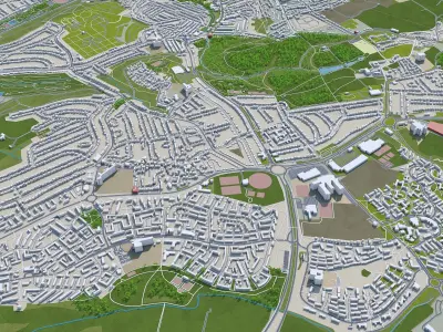 Sheffield England 40km Low-poly 3D model