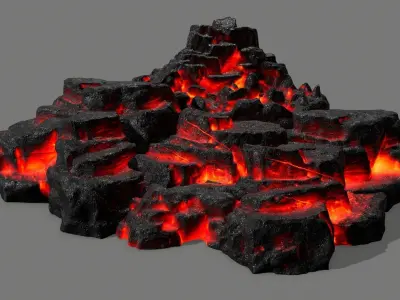Rock Set with flames Low-poly 3D model purchase