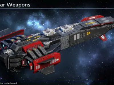 Spaceship Rackham Pirate Light Cruiser Low-poly 3D model
