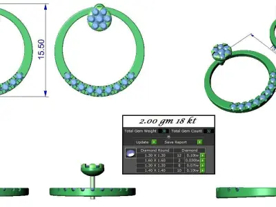 Light wt Women Diamond Earrings  3D print model