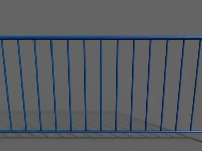 PBR Pedestrian Guard Rail Blue V1 Low-poly 3D model