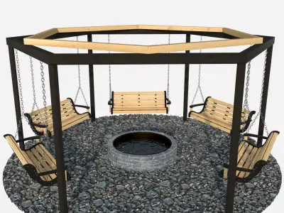Swing benches around well 3D model