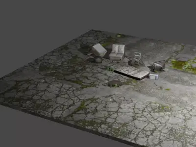 Scene Abandoned Low-poly 3D model