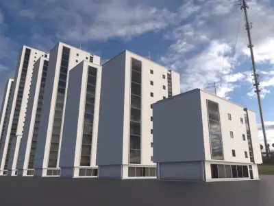 Residential Buildings Set upgrade for a use in Blender 2-91 Low-poly 3D model