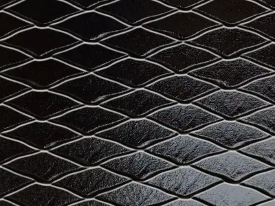 Glossy Obsidian Diamond Quilted Tiles PBR Seamless Texture