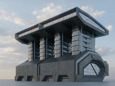 Modular futuristic sci-fi building  3D model