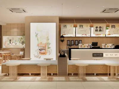 coffee shop Low-poly 3D model