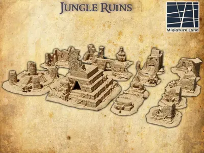 Jungle Ruins Tabletop Terrain 28 MM 3D print model