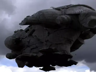 Prometheus Ship architecture low Polly 3D model