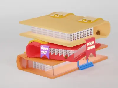 Miniature Library 3D blender  3D model