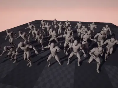 Searche Horror Animations UE4 skeleton 26pc Low-poly 3D model