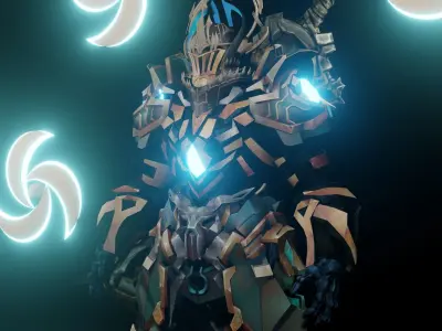 Orkious man in armor with lights 3D model