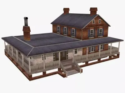 Low-Poly Old Wooden Farm House Low-poly 3D model