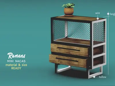 Interior corner set  industrial design Low-poly 3D model