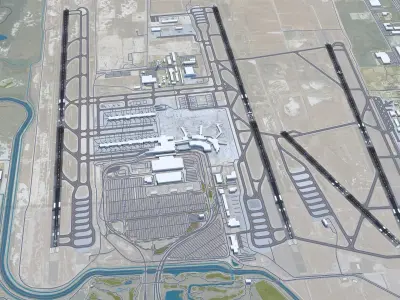 Salt Lake City Airport 10km Low-poly 3D model
