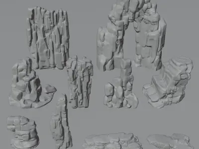 10 Mossy Rocks Collection 3D Model Pack