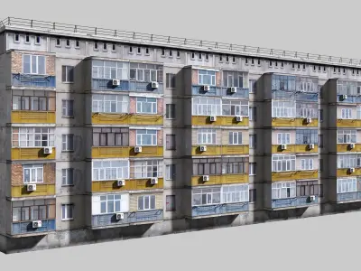 Plattenbau buildings pack Low-poly 3D model
