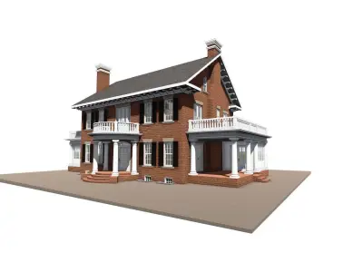 Old Brick House Low-poly 3D model