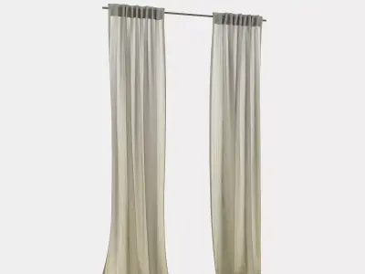 Curtain with hooks 3D model