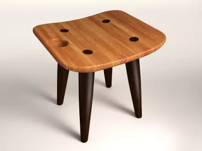 Sonia wooden stool with legs 3D model