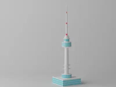 Cartoon N Seoul Tower Landmark Low-poly 3D model