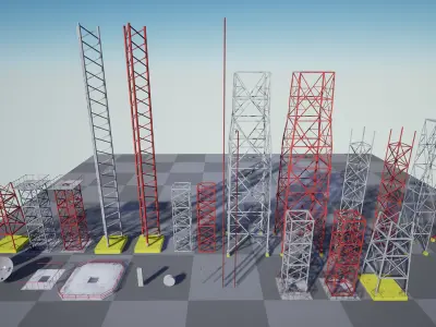 Modular Radio Tower 26 Assets Low-poly 3D model