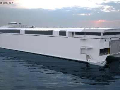 Eco-Friendly High-Speed Ferry Catamaran White Simplified 3D model