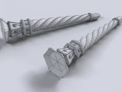 TORCH pair of swords Low-poly 3D model