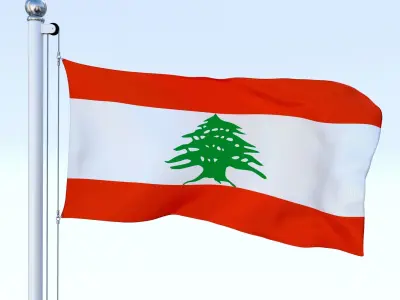 Animated Lebanon Flag Low-poly 3D model