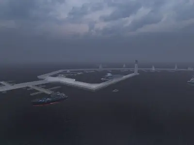 Beach pier-Coastal wharf-Seaside pier 3D model