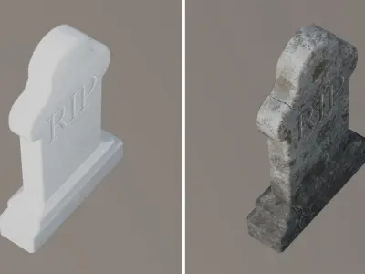 Old Dirty Scary Tombstone cemetery tomb Low-poly 3D model