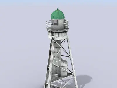 White Metal Lighthouse Low-poly 3D model
