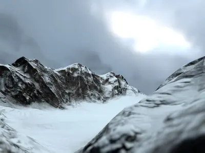 Snowy Mountain Terrain Low-poly 3D model