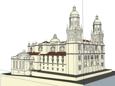 Architecture-Religion-God-Culture-Temple-0115 church with two... 3D model