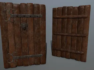 doors set of wooden Low-poly 3D model